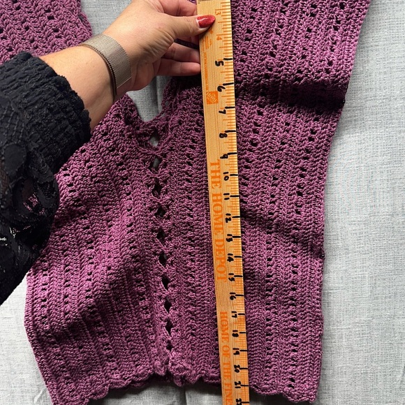 Hand crochet vest purple V Neck open center lace Small no tag Vintage 80’s - Picture 7 of 10